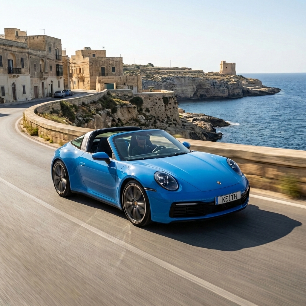 Porsche 911 Targa 4S in Malta (Plate: KEITH)